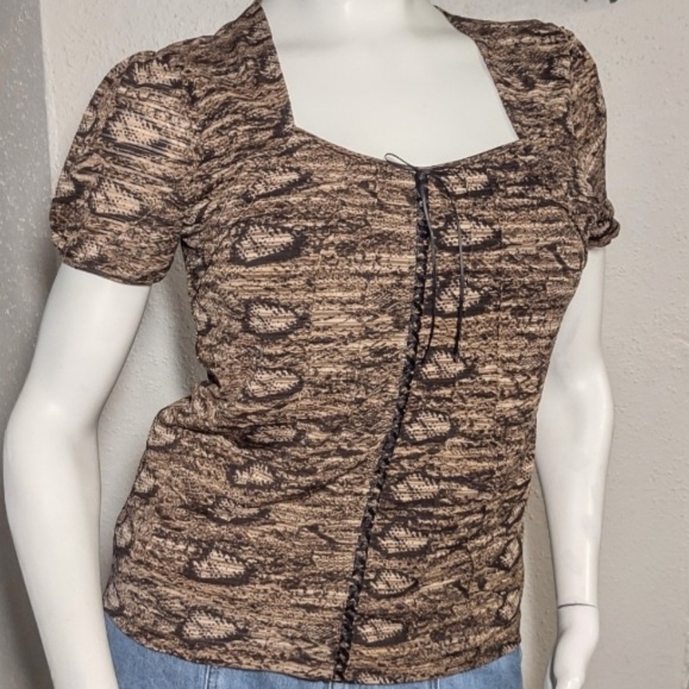 Susan Lawrence Brown Textured Blouse